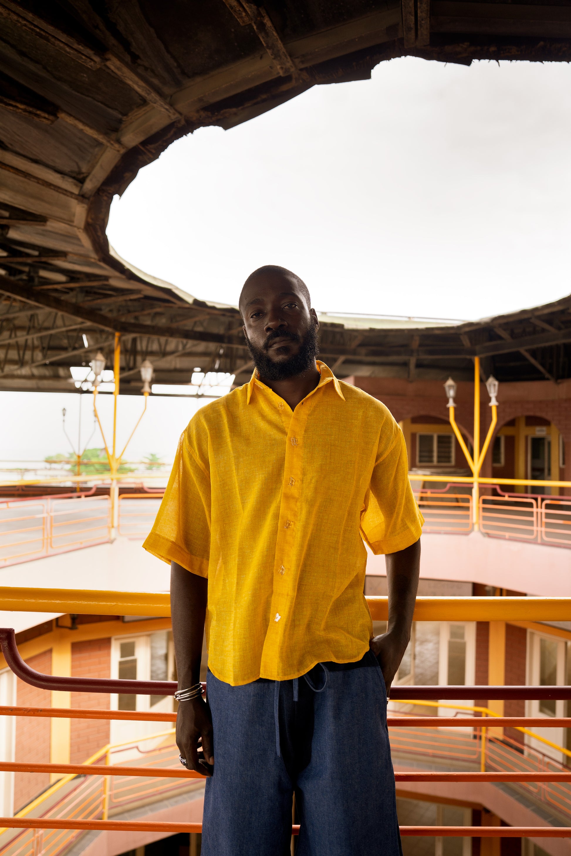 Yellow Short-Sleeve T-Shirt Plant-Dyed with Curcuma