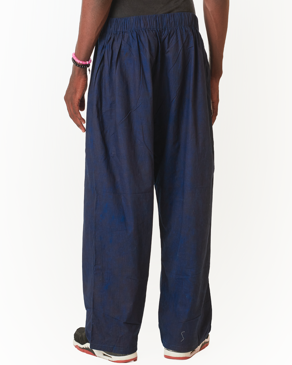 Wide-Leg Indigo Pants Elastic Waist & Drawstring MIDNIGHT